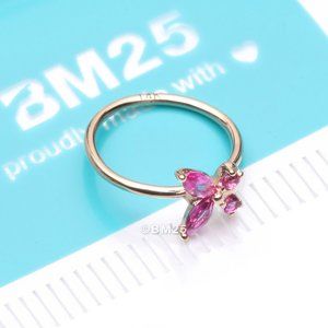 14 Karat Gold Brilliant Sparkle Dainty Butterfly Bendable Hoop Ring